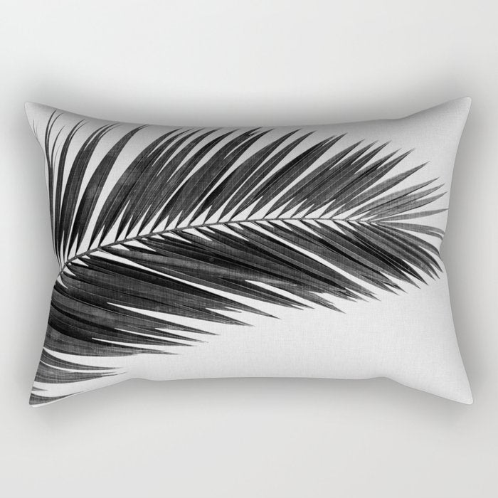 Palm Leaf Black & White I Rectangular Pillow Gallery Image 1