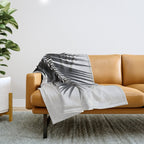 Palm Leaf Black & White I Throw Blanket Gallery Image 1