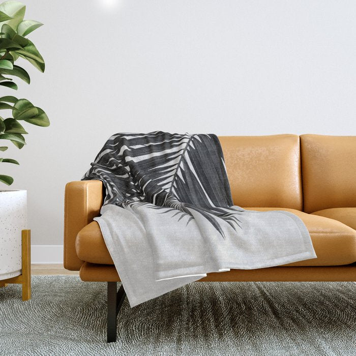 Palm Leaf Black & White II Throw Blanket Gallery Image 1