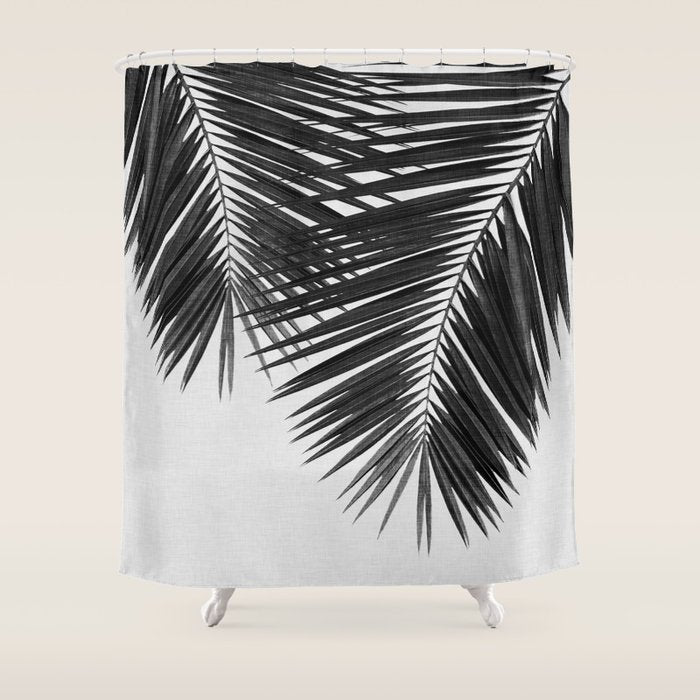 Palm Leaf Black & White II Shower Curtain Gallery Image 1