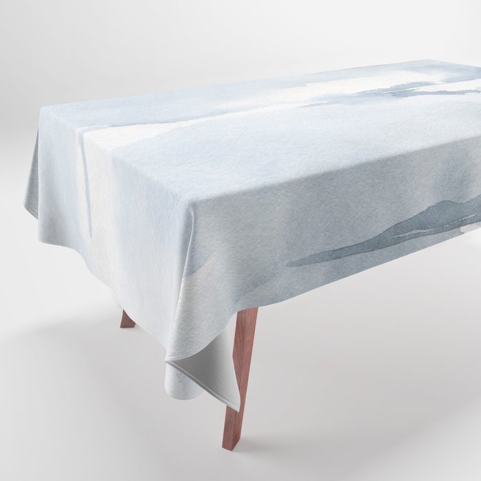 Pastel blue gray abstract watercolor brushstrokes stripes pattern Tablecloth Gallery Image 1
