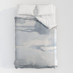 Pastel blue gray abstract watercolor brushstrokes stripes pattern Duvet Cover Gallery Image 6