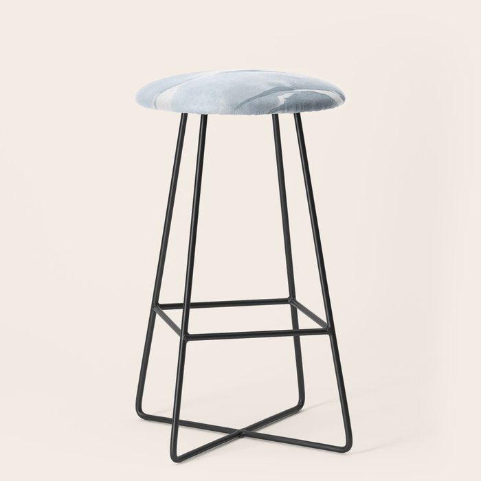 Pastel blue gray abstract watercolor brushstrokes stripes pattern Stool Gallery Image 1