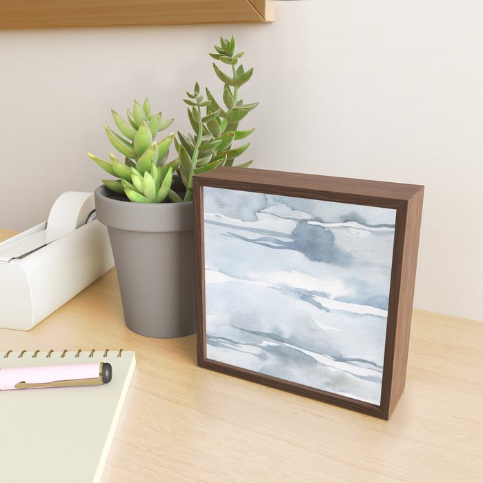 Pastel blue gray abstract watercolor brushstrokes stripes pattern Mini Art Print Gallery Image 2