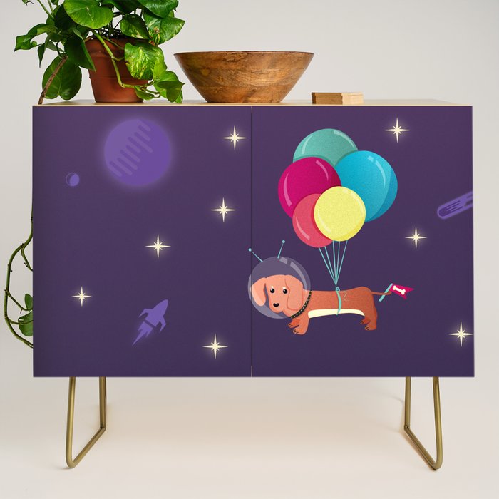 Galaxy Dog with balloons Credenza Gallery Image 1