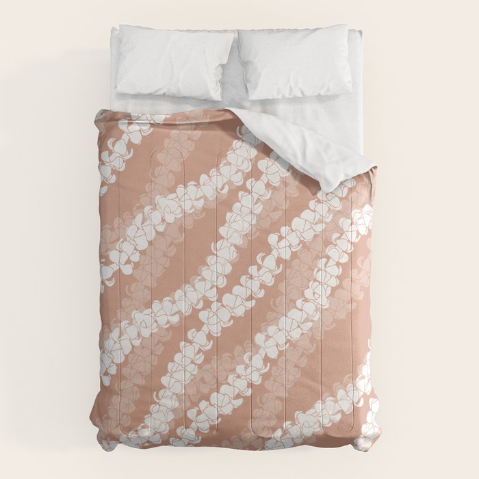 Puakenikeni single lei art on Coral Dust Comforter Gallery Image 6