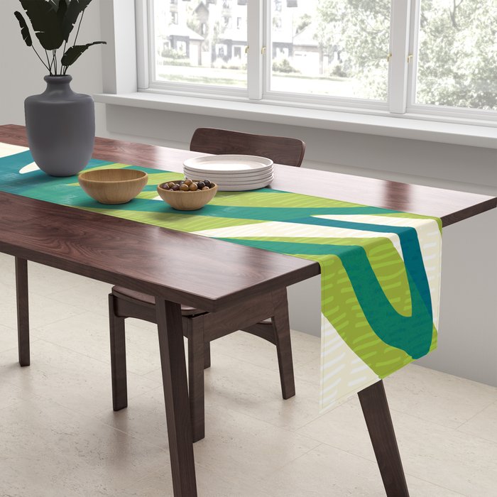 Playful Abstract Plant Shapes Table Runner Gallery Image 2