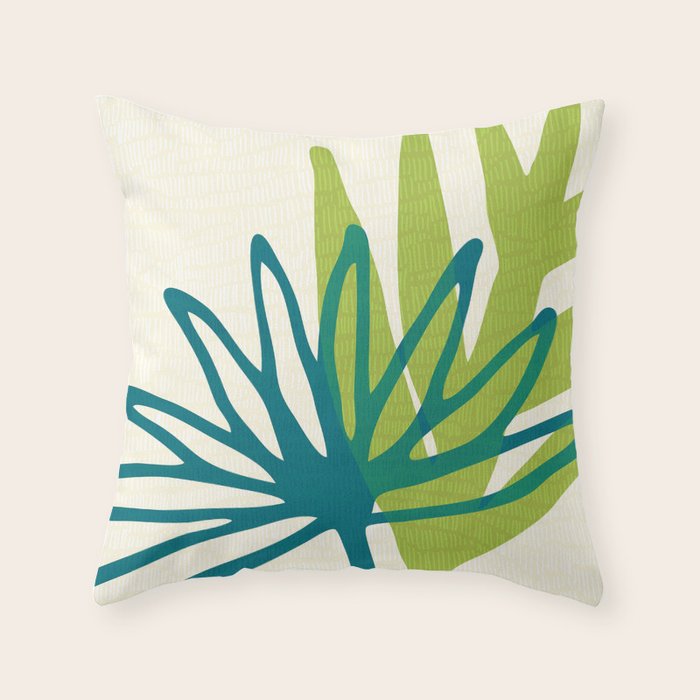 Playful Abstract Plant Shapes Throw Pillow Gallery Image 1