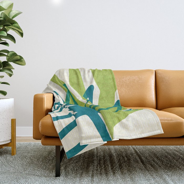Playful Abstract Plant Shapes Throw Blanket Gallery Image 1