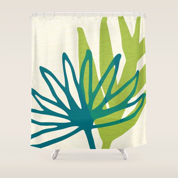 Playful Abstract Plant Shapes Shower Curtain Gallery Image 1