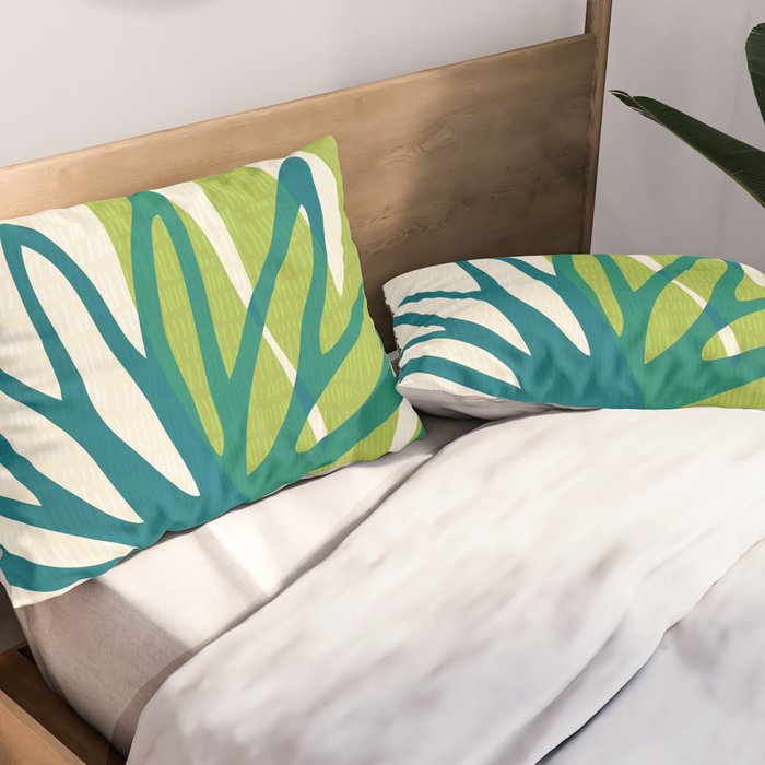 Playful Abstract Plant Shapes Pillow Sham Gallery Image 2