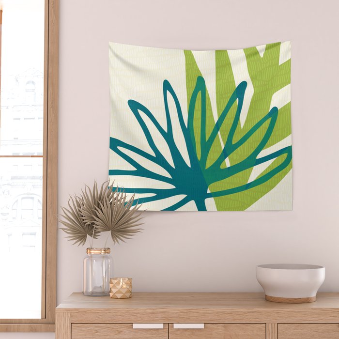Playful Abstract Plant Shapes Wall Tapestry Gallery Image 2