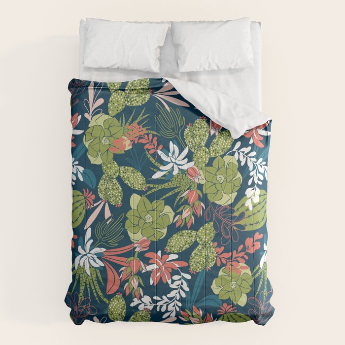 Succulent Garden Navy Comforter Gallery Image 1