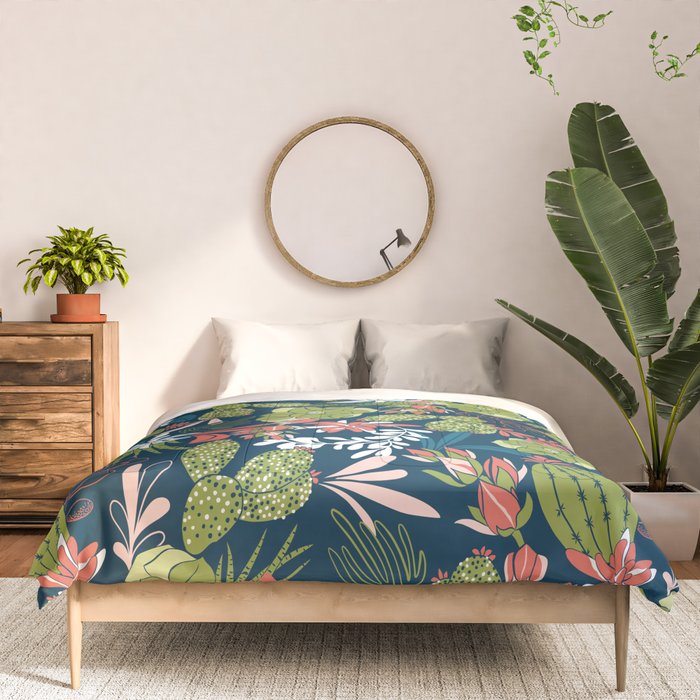 Succulent Garden Navy Comforter Gallery Image 3
