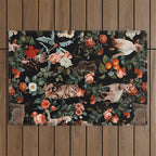 Cat and Floral Pattern II Outdoor Rug Gallery Image 1