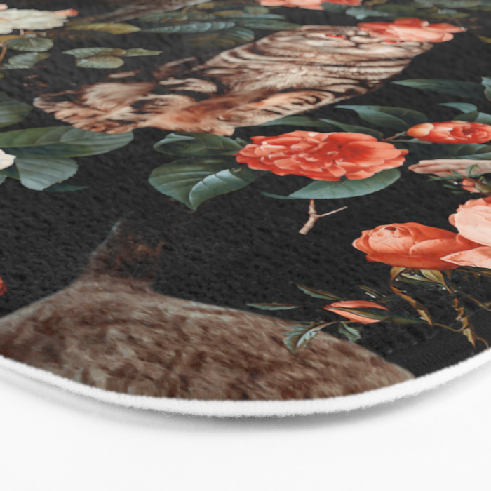 Cat and Floral Pattern II Bath Mat Gallery Image 3