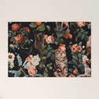 Cat and Floral Pattern II Welcome Mat Gallery Image 1