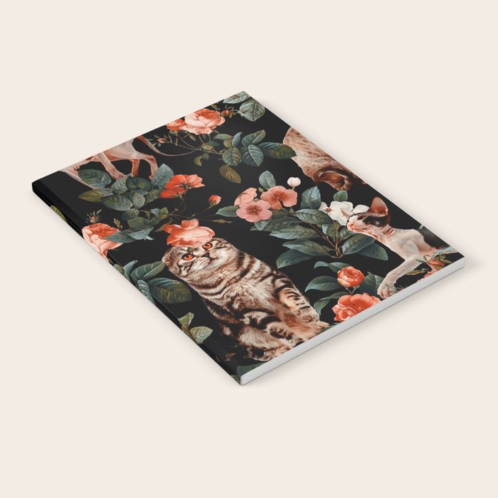 Cat and Floral Pattern II Notebook Gallery Image 2