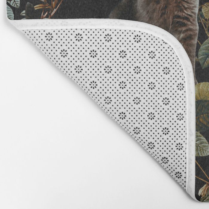 Cat and Floral Pattern II Bath Mat Gallery Image 2