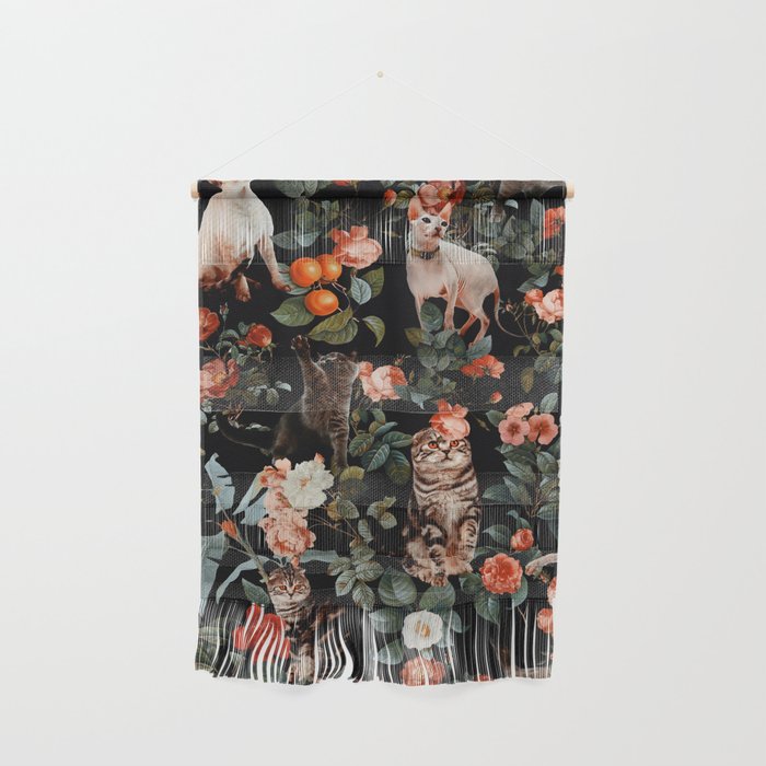Cat and Floral Pattern II Wall Hanging Gallery Image 1