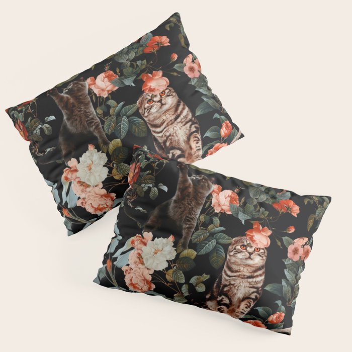 Cat and Floral Pattern II Pillow Sham Gallery Image 3