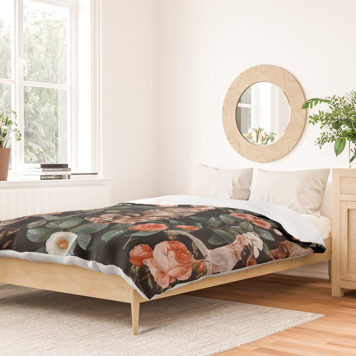 Cat and Floral Pattern II Duvet Cover Gallery Image 2