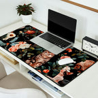 Cat and Floral Pattern II Desk Mat Gallery Image 2