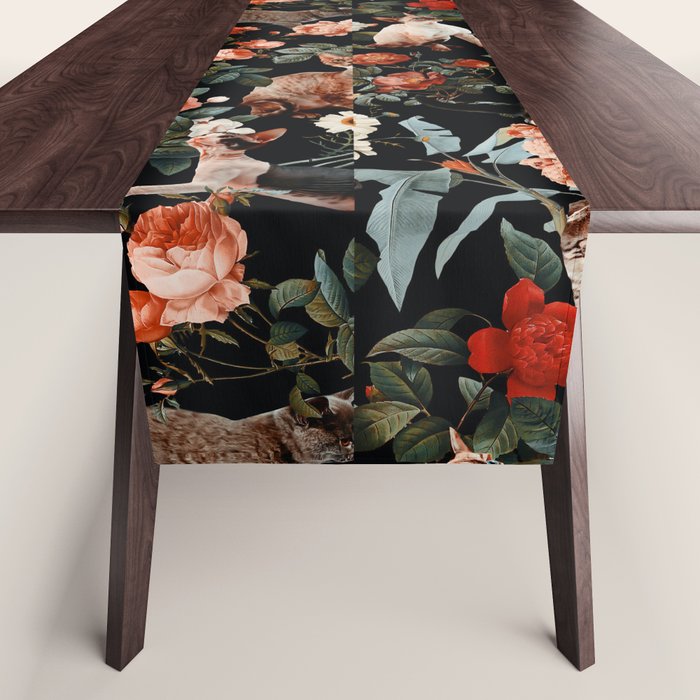 Cat and Floral Pattern II Table Runner Gallery Image 1