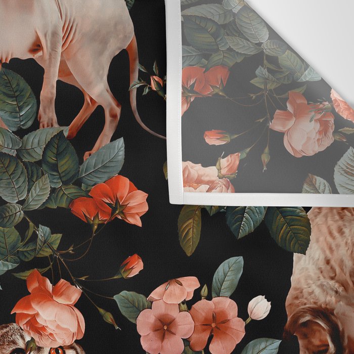 Cat and Floral Pattern II Wall Tapestry Gallery Image 3