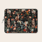 Cat and Floral Pattern II Laptop Sleeve Gallery Image 1