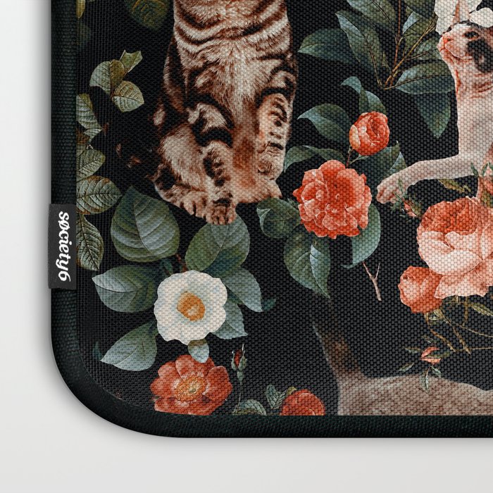 Cat and Floral Pattern II Laptop Sleeve Gallery Image 3