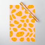 70s retro yellow smile face illustration  Wrapping Paper Gallery Image 1