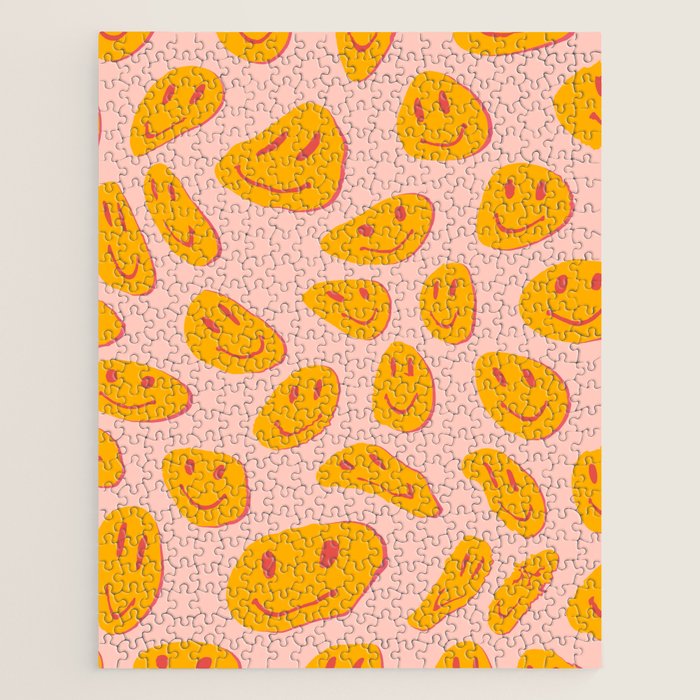 70s retro yellow smile face illustration  Jigsaw Puzzle Gallery Image 1