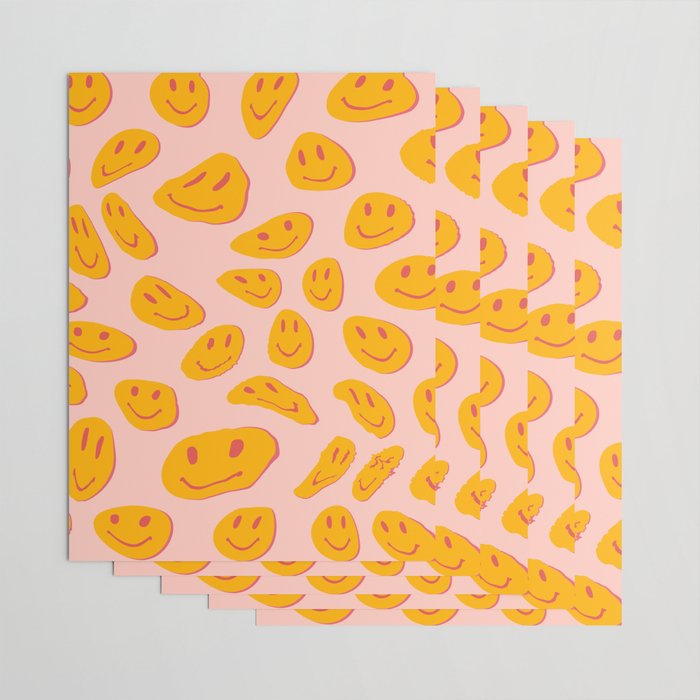 70s retro yellow smile face illustration  Wrapping Paper Gallery Image 3
