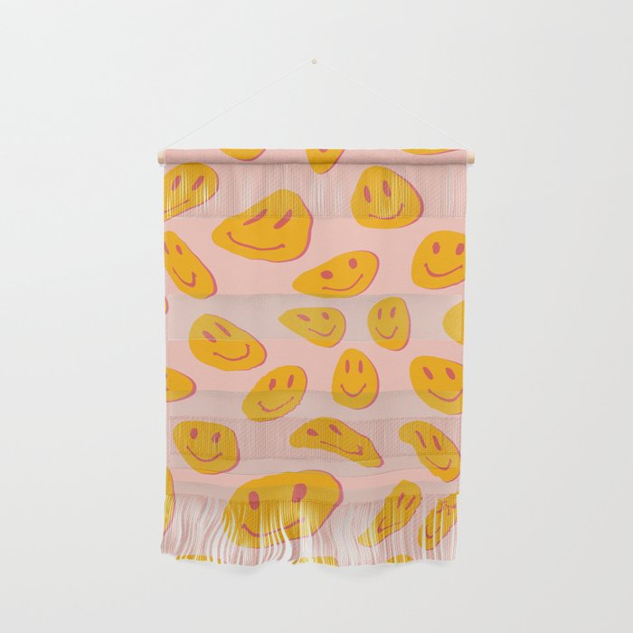 70s retro yellow smile face illustration  Wall Hanging Gallery Image 1