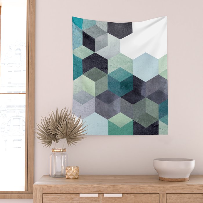 ABSTRACT GEOMETRIC COMPOSITION III Wall Tapestry Gallery Image 2