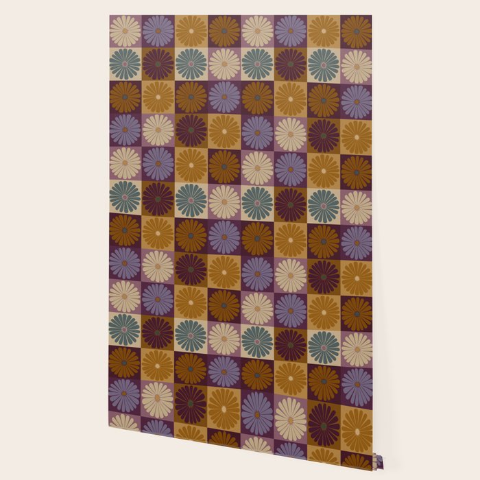 Retro Flowers Check Pattern X Wallpaper Gallery Image 2
