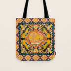 Shigatse Khagangma  Antique Tibetan Seat Mat Print Tote Bag Gallery Image 1