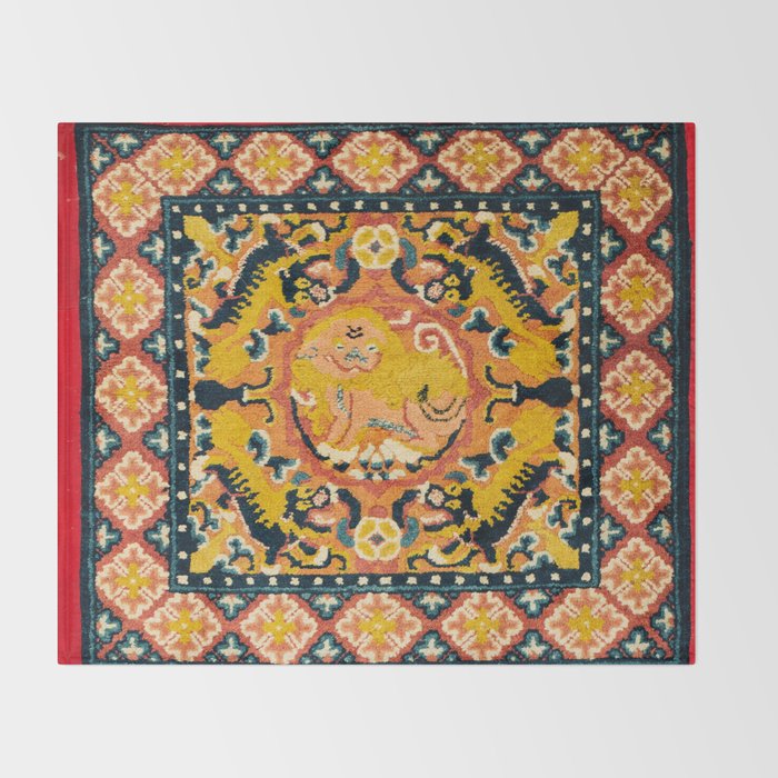 Shigatse Khagangma  Antique Tibetan Seat Mat Print Throw Blanket Gallery Image 2
