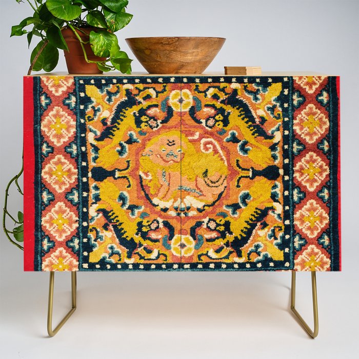 Shigatse Khagangma  Antique Tibetan Seat Mat Print Credenza Gallery Image 1