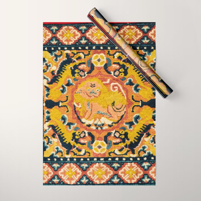 Shigatse Khagangma  Antique Tibetan Seat Mat Print Wrapping Paper Gallery Image 1