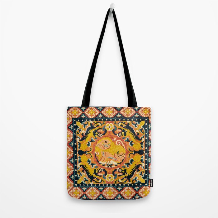 Shigatse Khagangma  Antique Tibetan Seat Mat Print Tote Bag Gallery Image 2