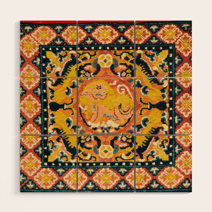 Shigatse Khagangma  Antique Tibetan Seat Mat Print Wood Wall Art Gallery Image 1