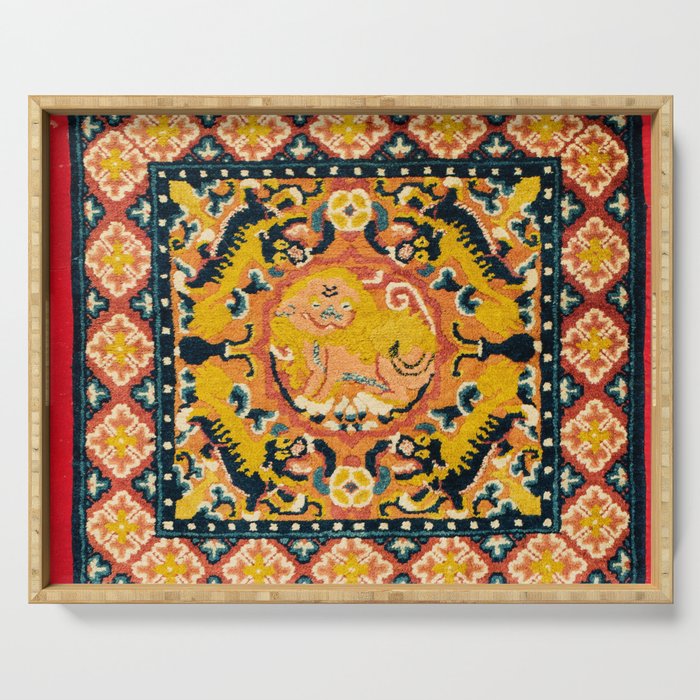 Shigatse Khagangma  Antique Tibetan Seat Mat Print Serving Tray Gallery Image 1