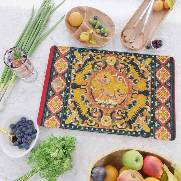 Shigatse Khagangma  Antique Tibetan Seat Mat Print Cutting Board Gallery Image 2