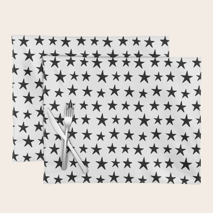 Star Pattern Black On White Placemat Gallery Image 1