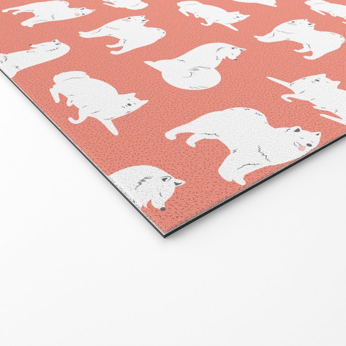 Samoyed Print in Coral Welcome Mat Gallery Image 2