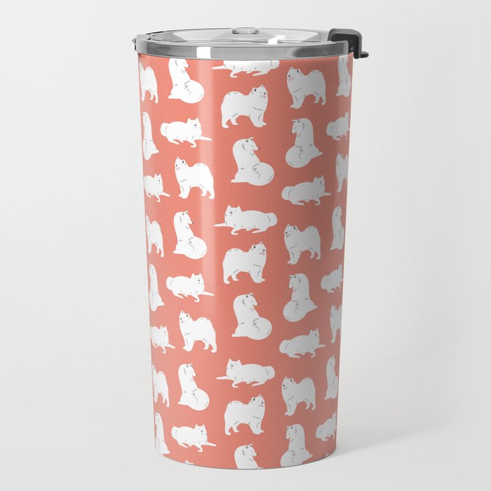Samoyed Print in Coral Travel Mug Gallery Image 2