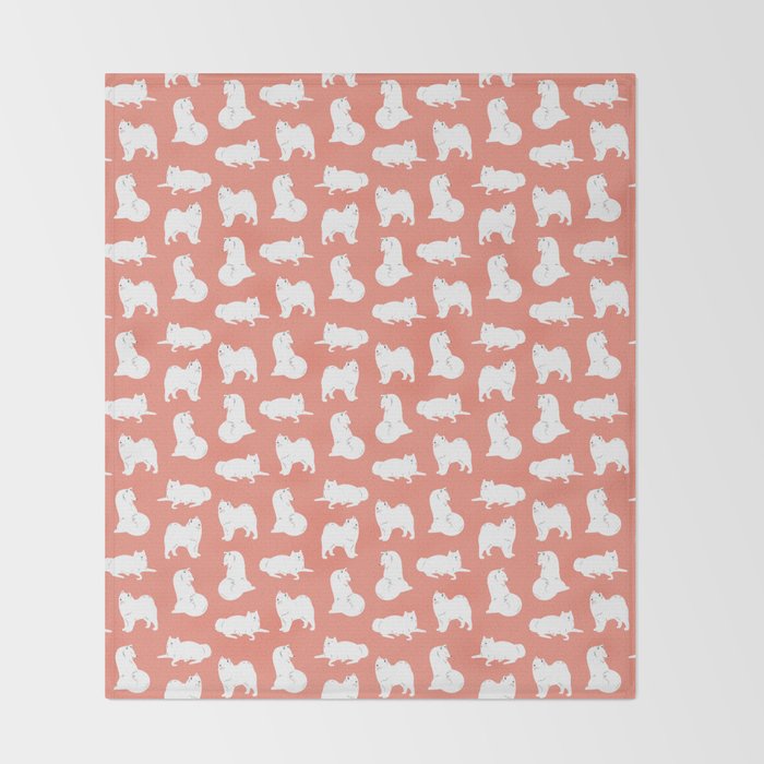 Samoyed Print in Coral Throw Blanket Gallery Image 2