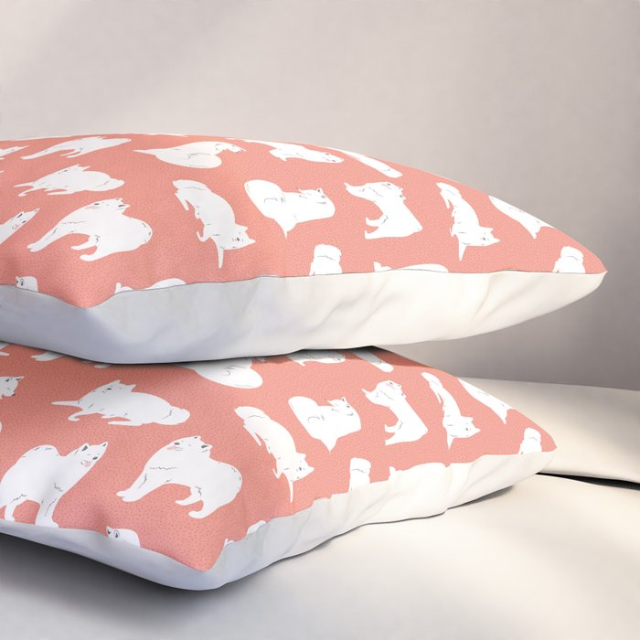 Samoyed Print in Coral Pillow Sham Gallery Image 3